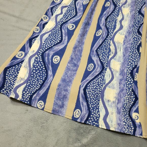 Connection Related Skirt Women Small Midi Blue White Boho Rayon USA Made Pull On - Picture 10 of 12